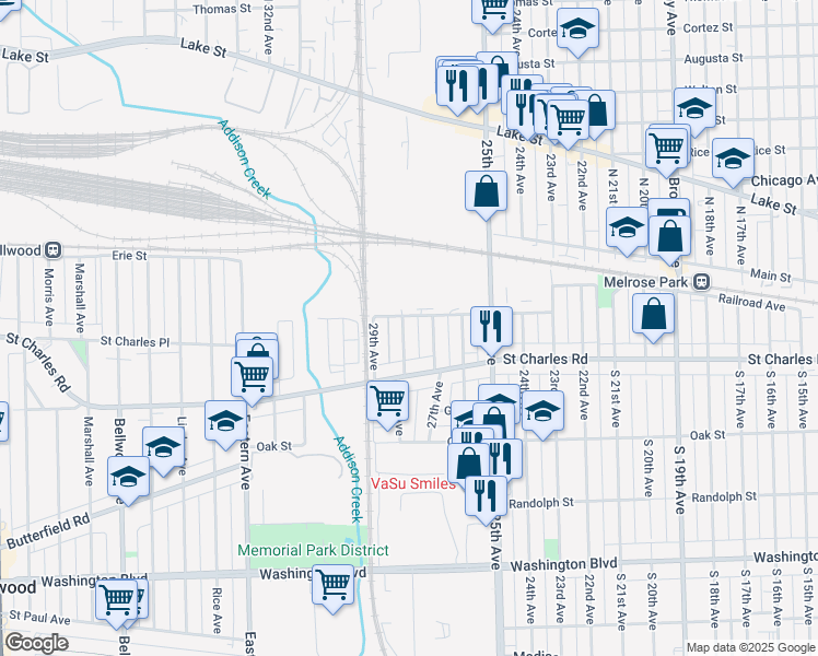 map of restaurants, bars, coffee shops, grocery stores, and more near 207 28th Avenue in Bellwood