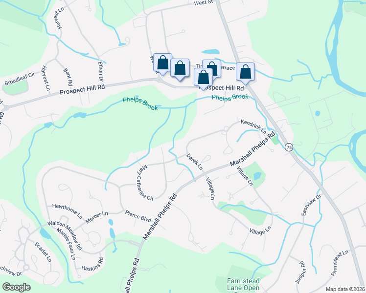 map of restaurants, bars, coffee shops, grocery stores, and more near 34 Derek Lane in Windsor