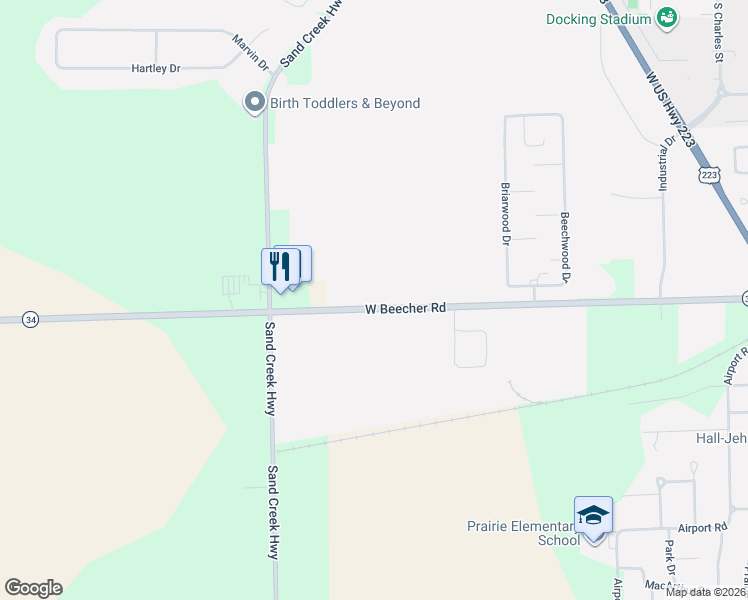 map of restaurants, bars, coffee shops, grocery stores, and more near 2740 West Beecher Road in Adrian