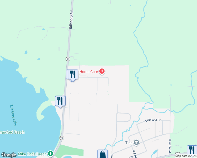 map of restaurants, bars, coffee shops, grocery stores, and more near 102 Walker Drive in Edinboro