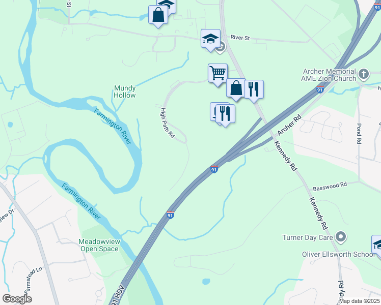 map of restaurants, bars, coffee shops, grocery stores, and more near 1000 High Path Road in Windsor