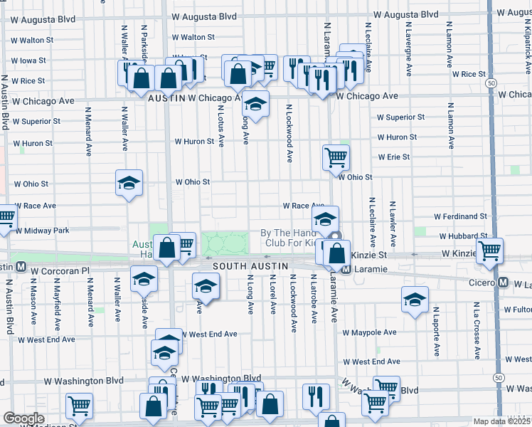 map of restaurants, bars, coffee shops, grocery stores, and more near 5326 West Ferdinand Street in Chicago