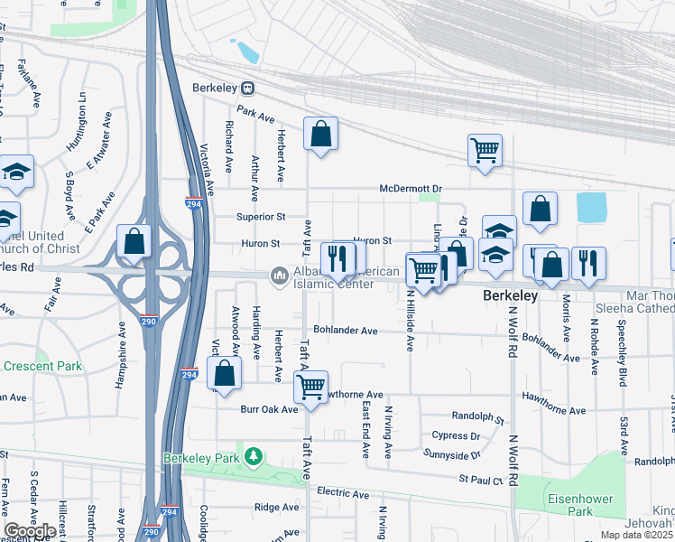 map of restaurants, bars, coffee shops, grocery stores, and more near 1304 North Ashbel Avenue in Berkeley