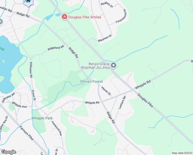 map of restaurants, bars, coffee shops, grocery stores, and more near 100 Ridge Road in Smithfield