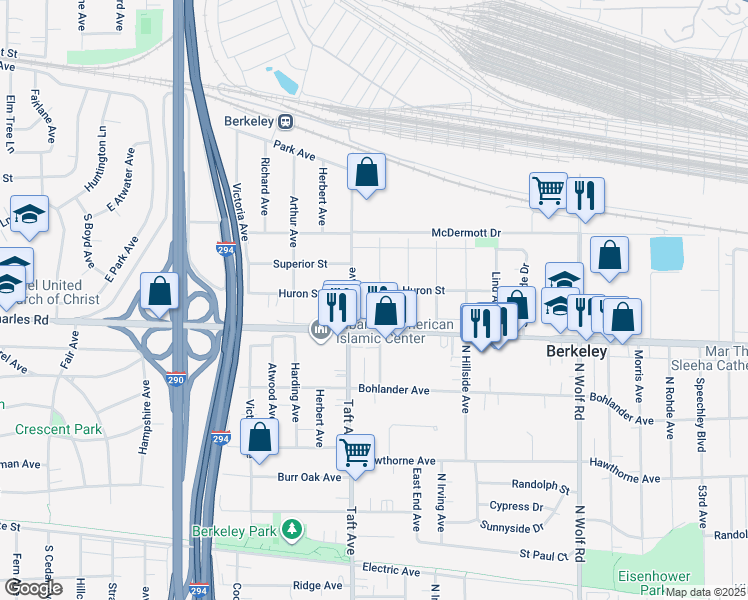 map of restaurants, bars, coffee shops, grocery stores, and more near 1304 North Ashbel Avenue in Berkeley