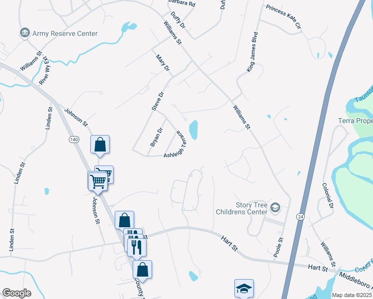 map of restaurants, bars, coffee shops, grocery stores, and more near 116 Ashleigh Terrace in Taunton