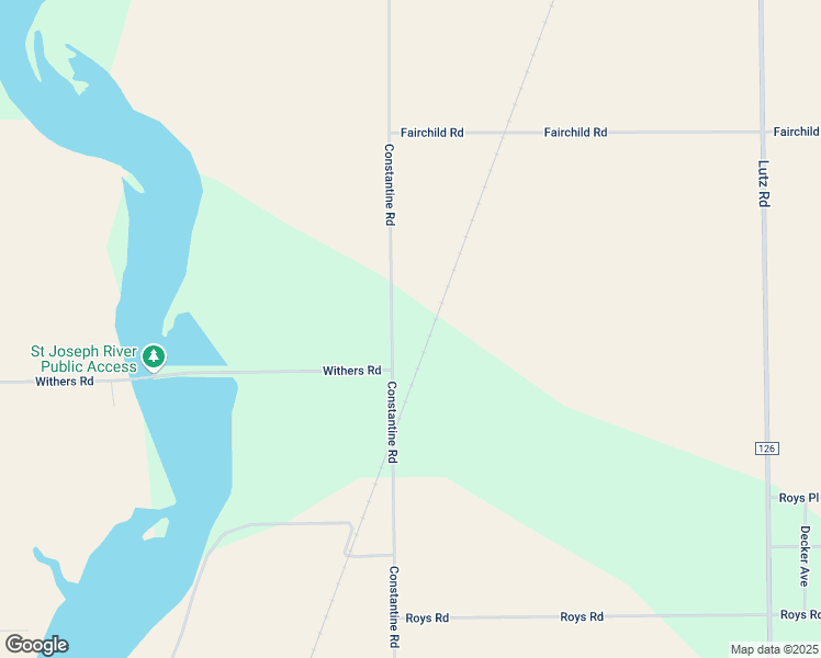 map of restaurants, bars, coffee shops, grocery stores, and more near 62415 Constantine Road in Constantine
