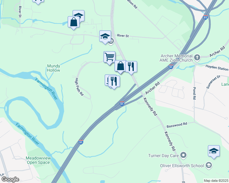 map of restaurants, bars, coffee shops, grocery stores, and more near 1075 Kennedy Road in Windsor