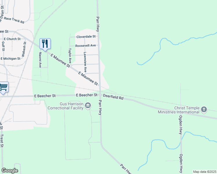 map of restaurants, bars, coffee shops, grocery stores, and more near 2864 East Maumee Street in Adrian