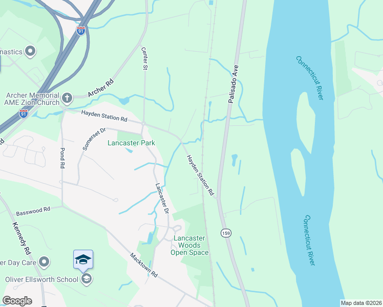 map of restaurants, bars, coffee shops, grocery stores, and more near 84 Hayden Station Road in Windsor