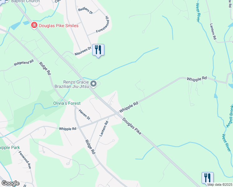 map of restaurants, bars, coffee shops, grocery stores, and more near 379 Douglas Pike in Smithfield