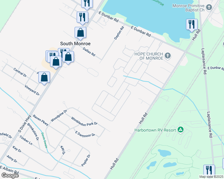 map of restaurants, bars, coffee shops, grocery stores, and more near 214 Bittersweet Trail in Monroe