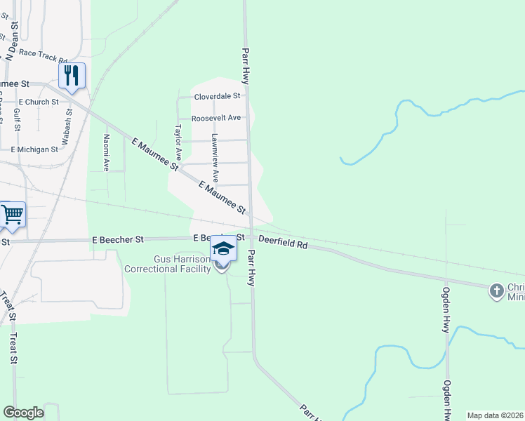 map of restaurants, bars, coffee shops, grocery stores, and more near 2850 East Maumee Street in Adrian