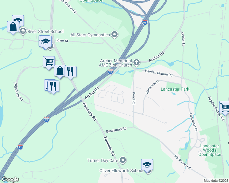 map of restaurants, bars, coffee shops, grocery stores, and more near 430 Pembrooke Lane in Windsor