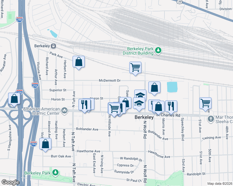 map of restaurants, bars, coffee shops, grocery stores, and more near 1217 North Hillside Avenue in Berkeley