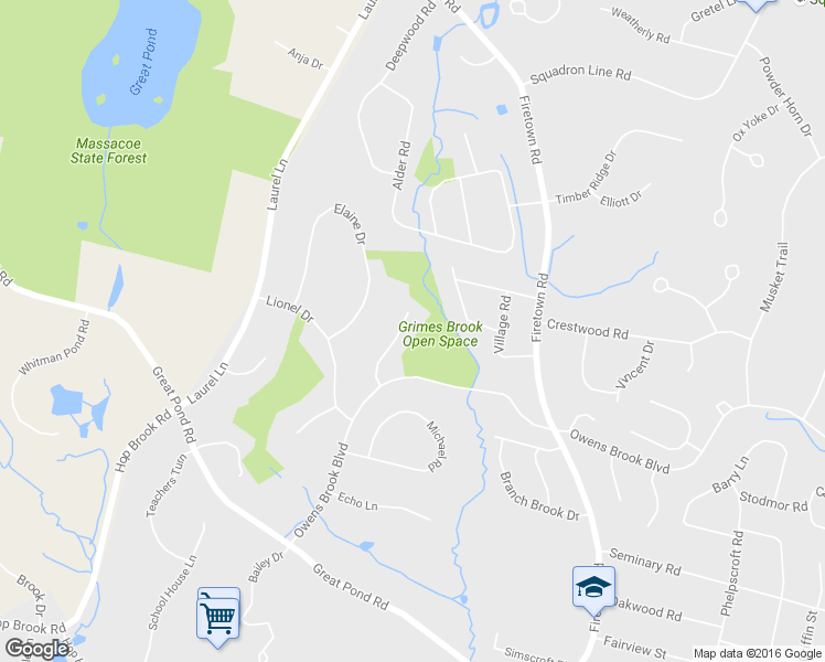 map of restaurants, bars, coffee shops, grocery stores, and more near 8 Dominique Lane in Simsbury