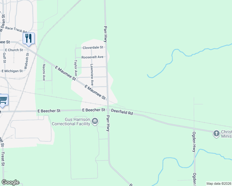 map of restaurants, bars, coffee shops, grocery stores, and more near 2850 East Maumee Street in Adrian