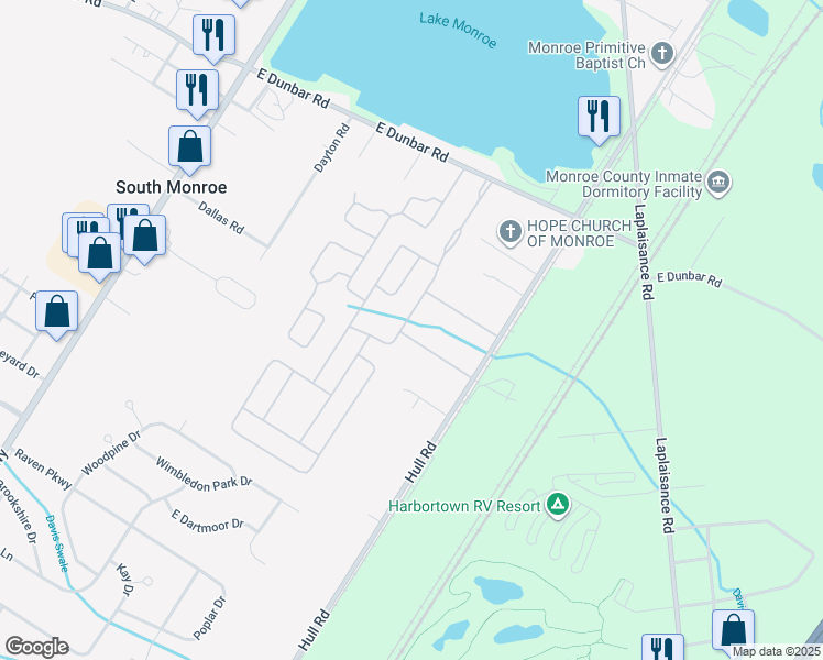 map of restaurants, bars, coffee shops, grocery stores, and more near 139 Juniper Trail in Monroe