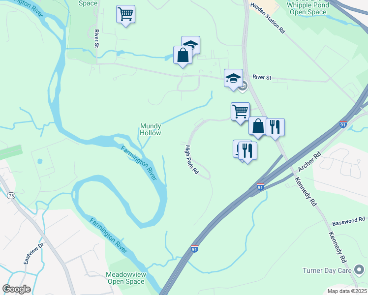 map of restaurants, bars, coffee shops, grocery stores, and more near 909 High Path Road in Windsor