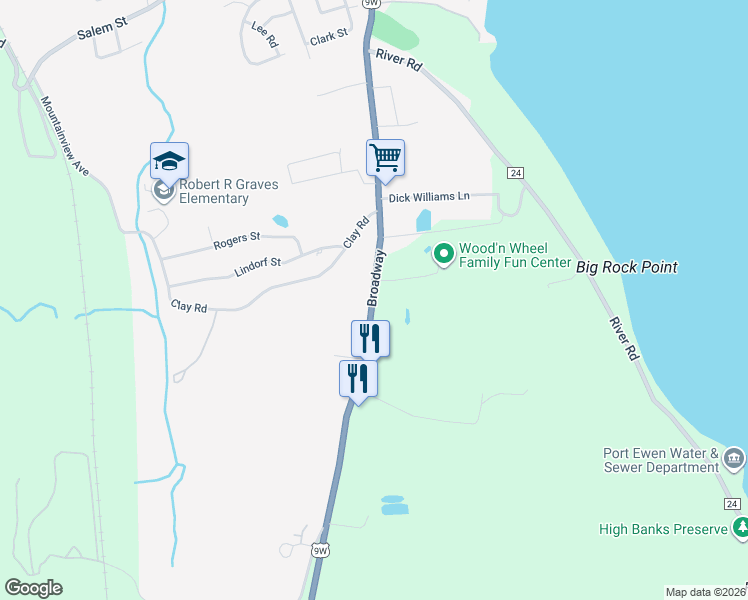 map of restaurants, bars, coffee shops, grocery stores, and more near 371 Broadway in Ulster Park