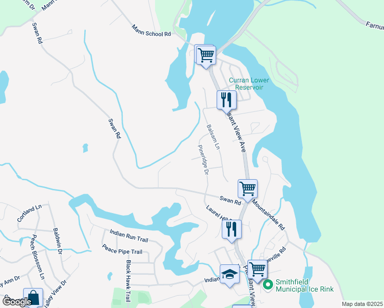 map of restaurants, bars, coffee shops, grocery stores, and more near 5 Cottonwood Court in Smithfield