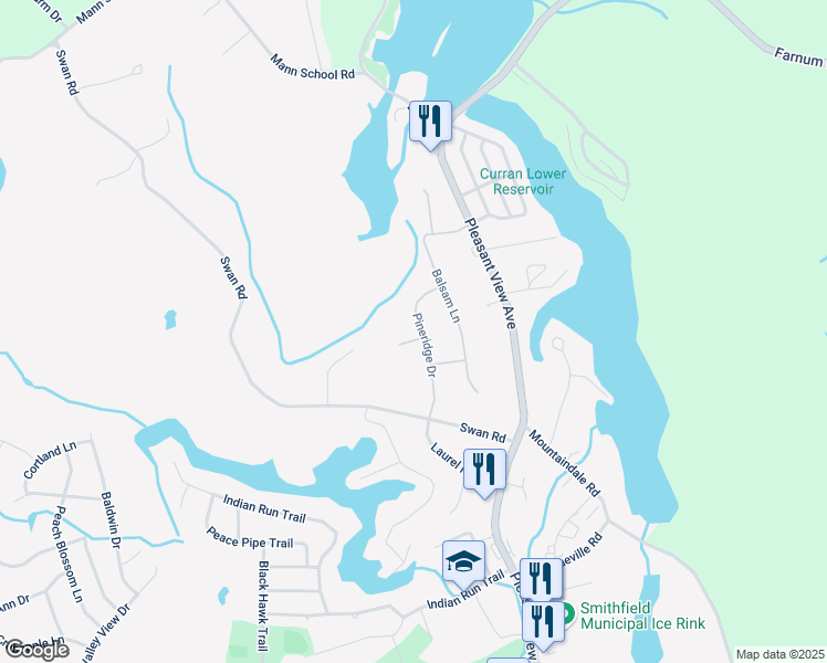map of restaurants, bars, coffee shops, grocery stores, and more near 5 Cottonwood Court in Smithfield