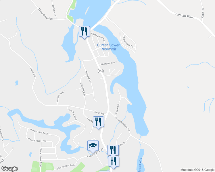 map of restaurants, bars, coffee shops, grocery stores, and more near 163 Pleasant View Avenue in Smithfield