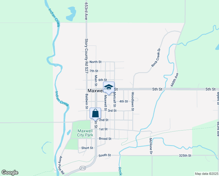 map of restaurants, bars, coffee shops, grocery stores, and more near 515 County Highway E63 in Maxwell