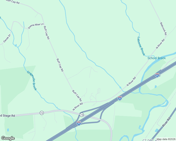 map of restaurants, bars, coffee shops, grocery stores, and more near 86 Buff Cap Road in Tolland