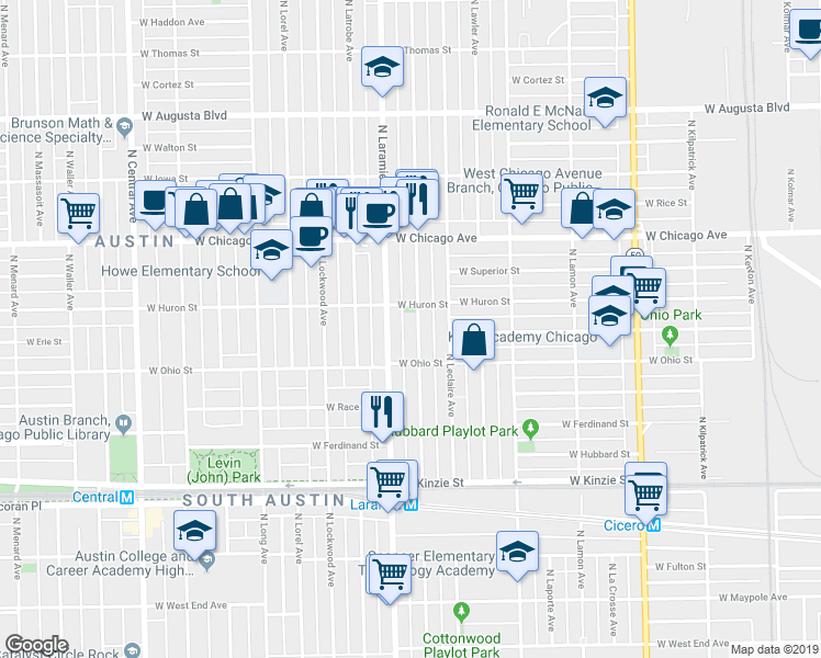map of restaurants, bars, coffee shops, grocery stores, and more near in Chicago