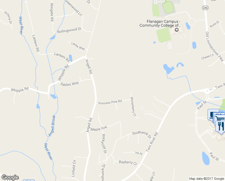 map of restaurants, bars, coffee shops, grocery stores, and more near 196 Angell Road in Lincoln