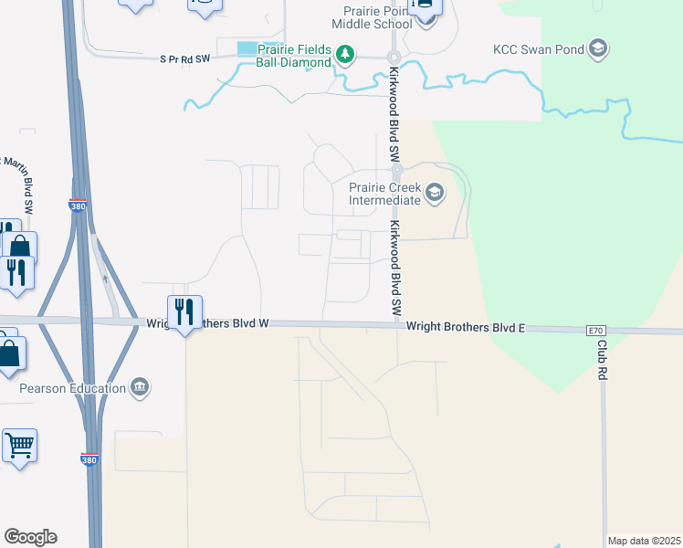 map of restaurants, bars, coffee shops, grocery stores, and more near 9012 Kirkwood Boulevard Southwest in Cedar Rapids