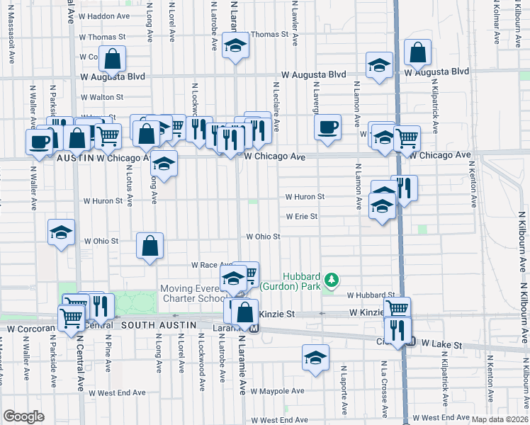 map of restaurants, bars, coffee shops, grocery stores, and more near in Chicago