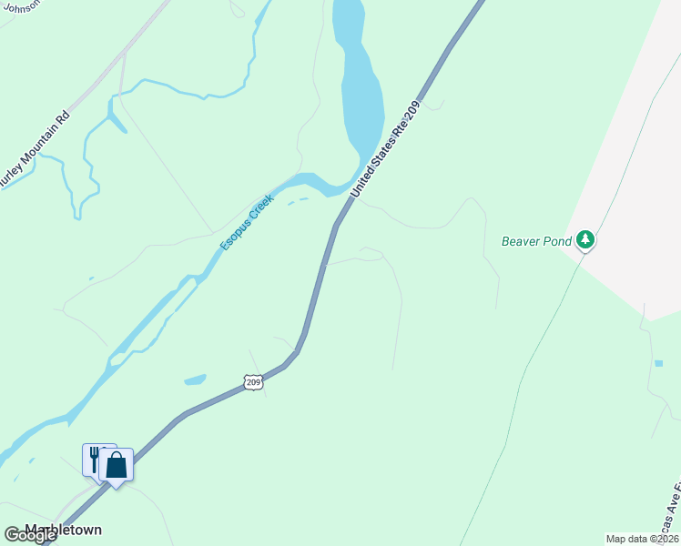 map of restaurants, bars, coffee shops, grocery stores, and more near 302 Pine Tree Lane in Kingston