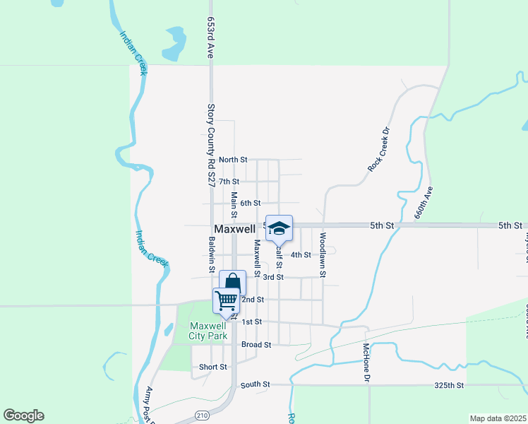 map of restaurants, bars, coffee shops, grocery stores, and more near 515 County Highway E63 in Maxwell