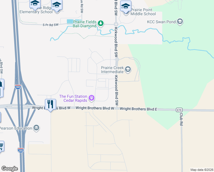 map of restaurants, bars, coffee shops, grocery stores, and more near 131 Griswold Way Southwest in Cedar Rapids