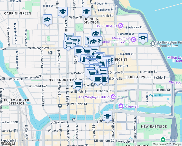 map of restaurants, bars, coffee shops, grocery stores, and more near in Chicago