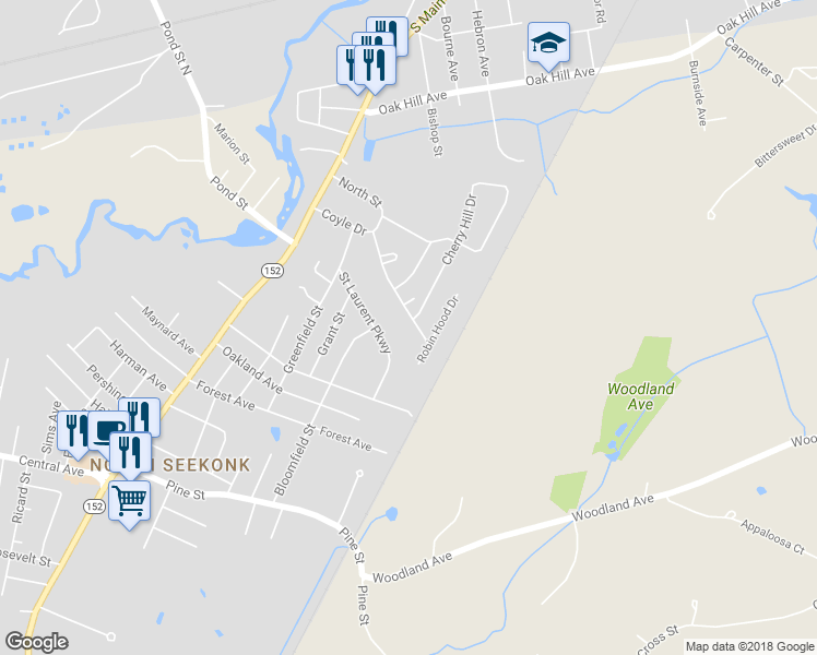 map of restaurants, bars, coffee shops, grocery stores, and more near 139 Coyle Drive in Seekonk