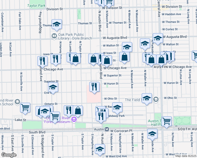 map of restaurants, bars, coffee shops, grocery stores, and more near in Chicago