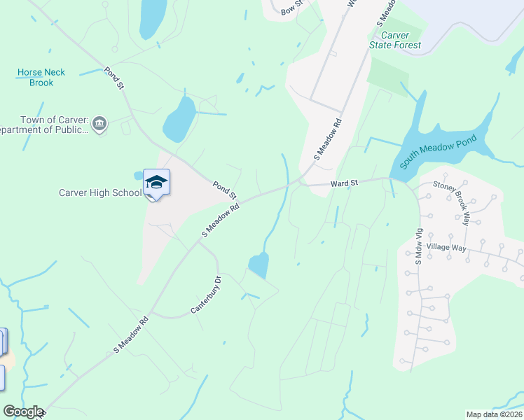 map of restaurants, bars, coffee shops, grocery stores, and more near 79 South Meadow Road in Carver