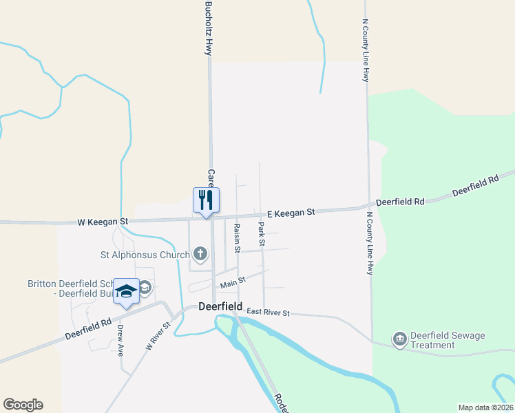 map of restaurants, bars, coffee shops, grocery stores, and more near 264 East Keegan Street in Deerfield