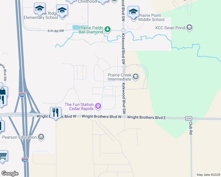 map of restaurants, bars, coffee shops, grocery stores, and more near 141 Clark Drive in Cedar Rapids