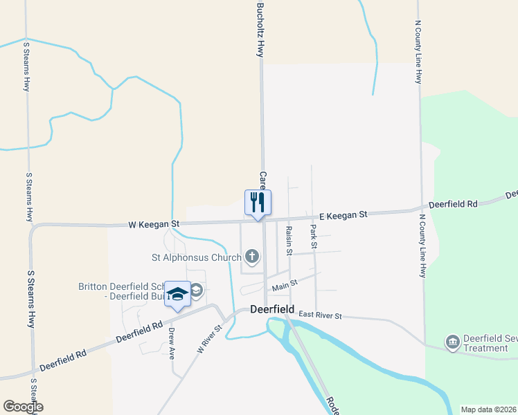 map of restaurants, bars, coffee shops, grocery stores, and more near 420 Carey Street in Deerfield