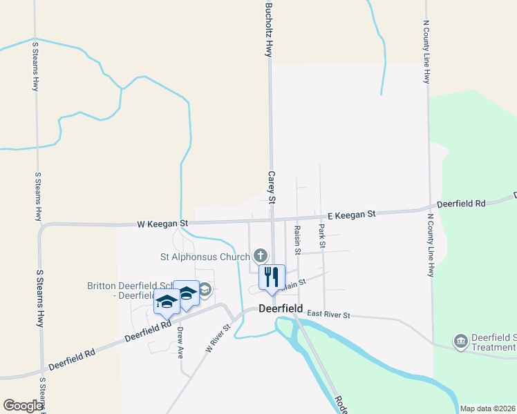 map of restaurants, bars, coffee shops, grocery stores, and more near 420 Carey Street in Deerfield