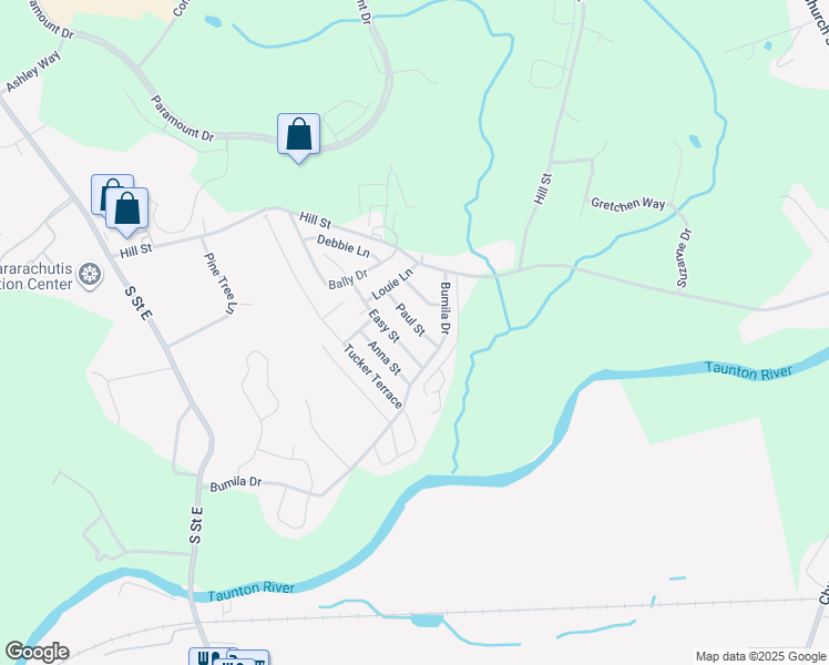 map of restaurants, bars, coffee shops, grocery stores, and more near 144 Easy Street in Raynham