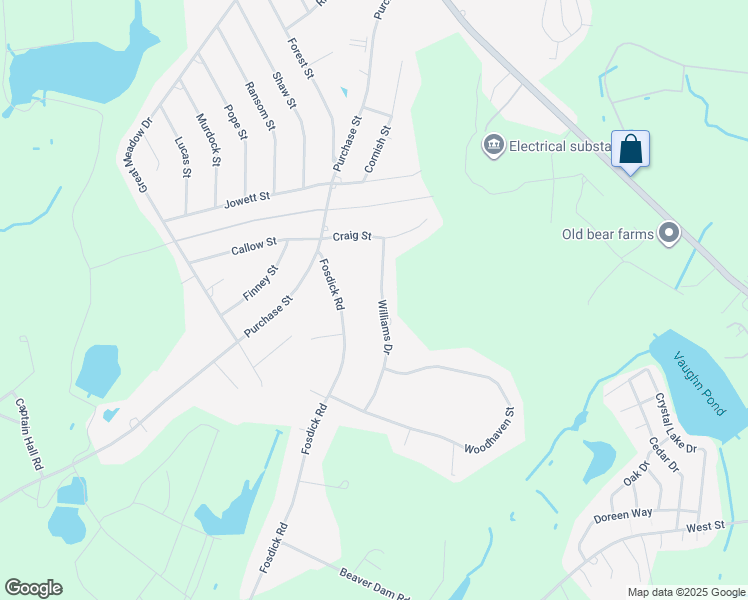 map of restaurants, bars, coffee shops, grocery stores, and more near 18 Williams Drive in Carver