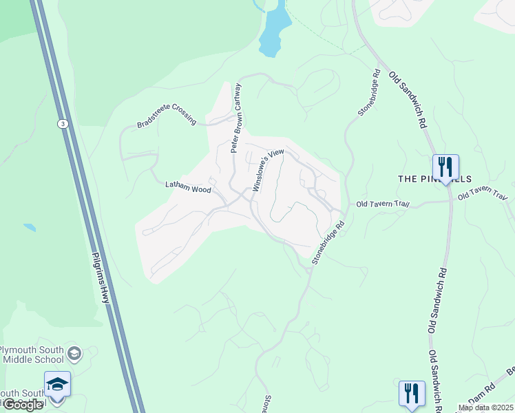 map of restaurants, bars, coffee shops, grocery stores, and more near Margeson Row in Plymouth