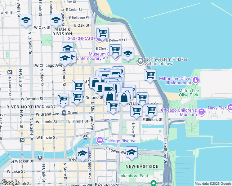 map of restaurants, bars, coffee shops, grocery stores, and more near in Chicago
