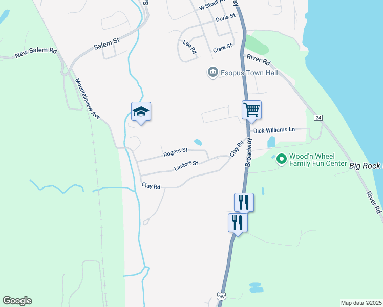 map of restaurants, bars, coffee shops, grocery stores, and more near 196 Lindorf Street in Ulster Park