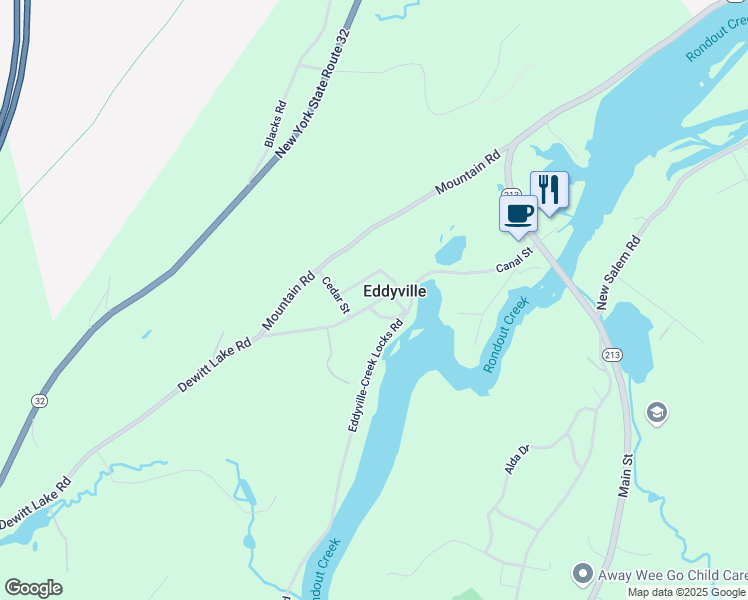map of restaurants, bars, coffee shops, grocery stores, and more near 65 Cutler Hill Road in Eddyville